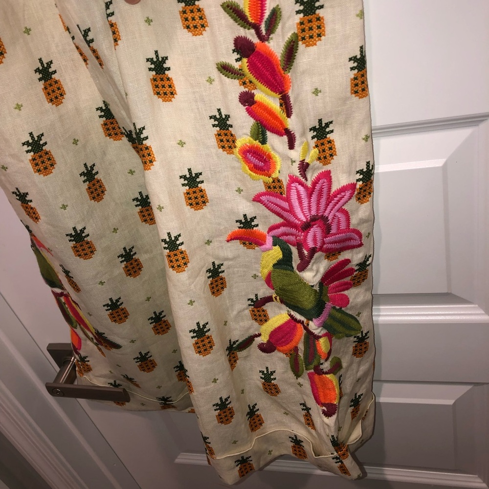 New Farm Rio x Anthropologie Linen Pineapple Resort Pants Trousers sz S - Picture 6 of 8